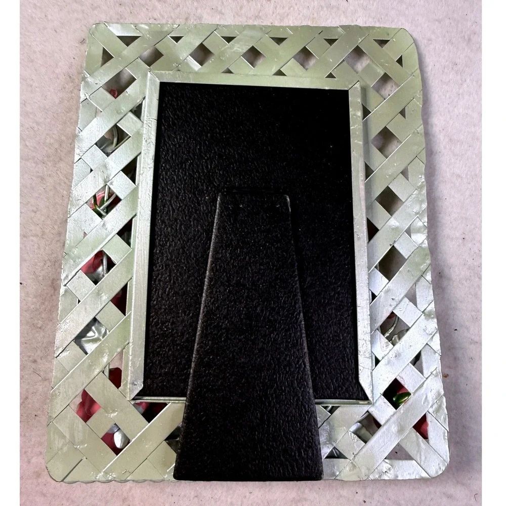 Vintage Pink Rose Metal Photo Frame Shabby Chic Decor